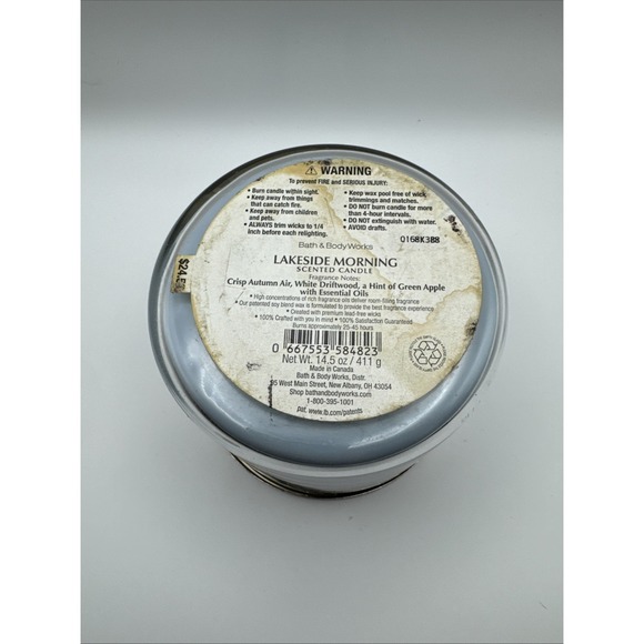 Bath & Body Works Lakeside Morning 3 Wick Large Scented Candle - Picture 3 of 3